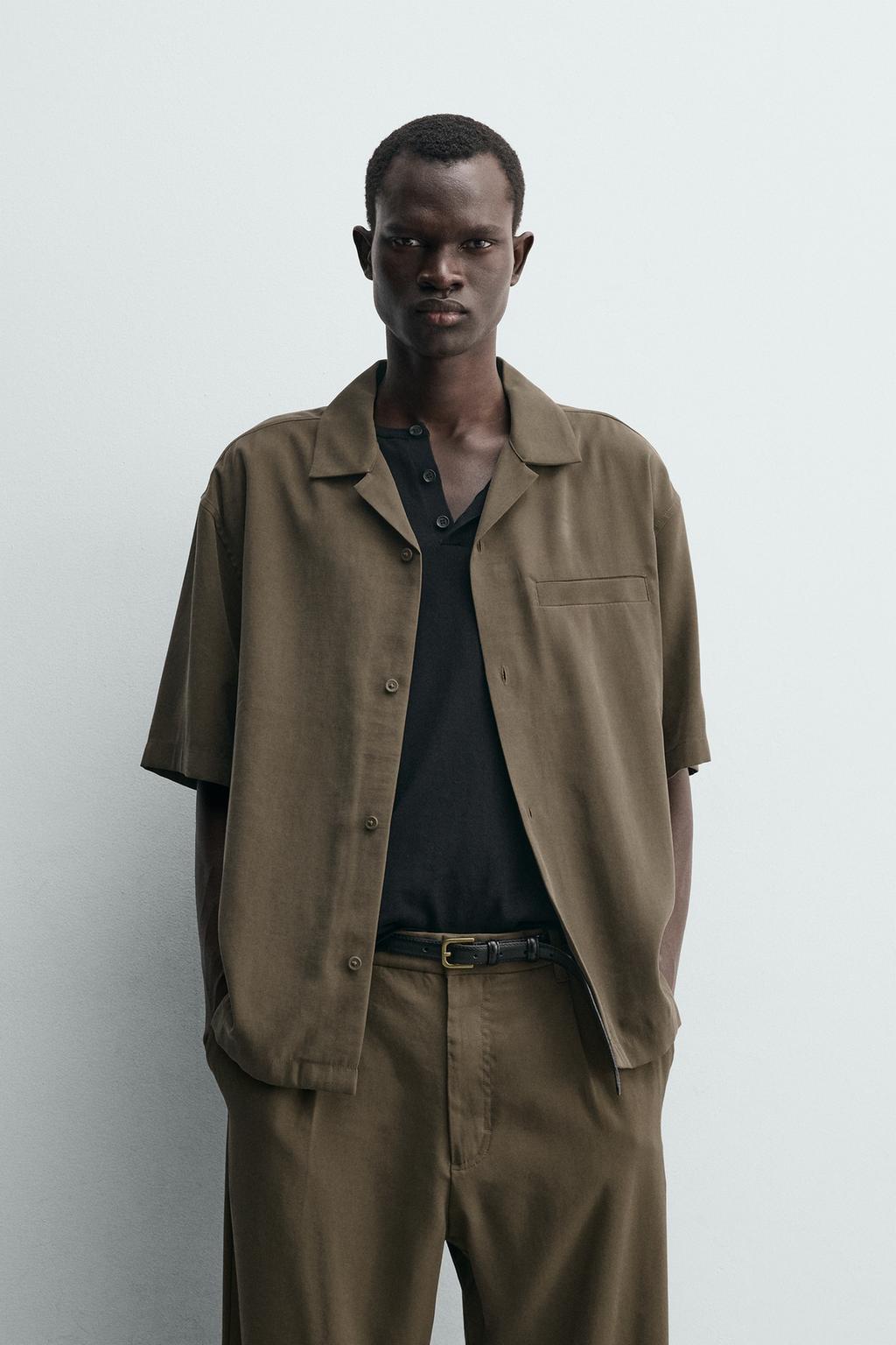 РУБАШКА RELAXED FIT ИЗ СТРУЯЩЕЙСЯ ТКАНИ