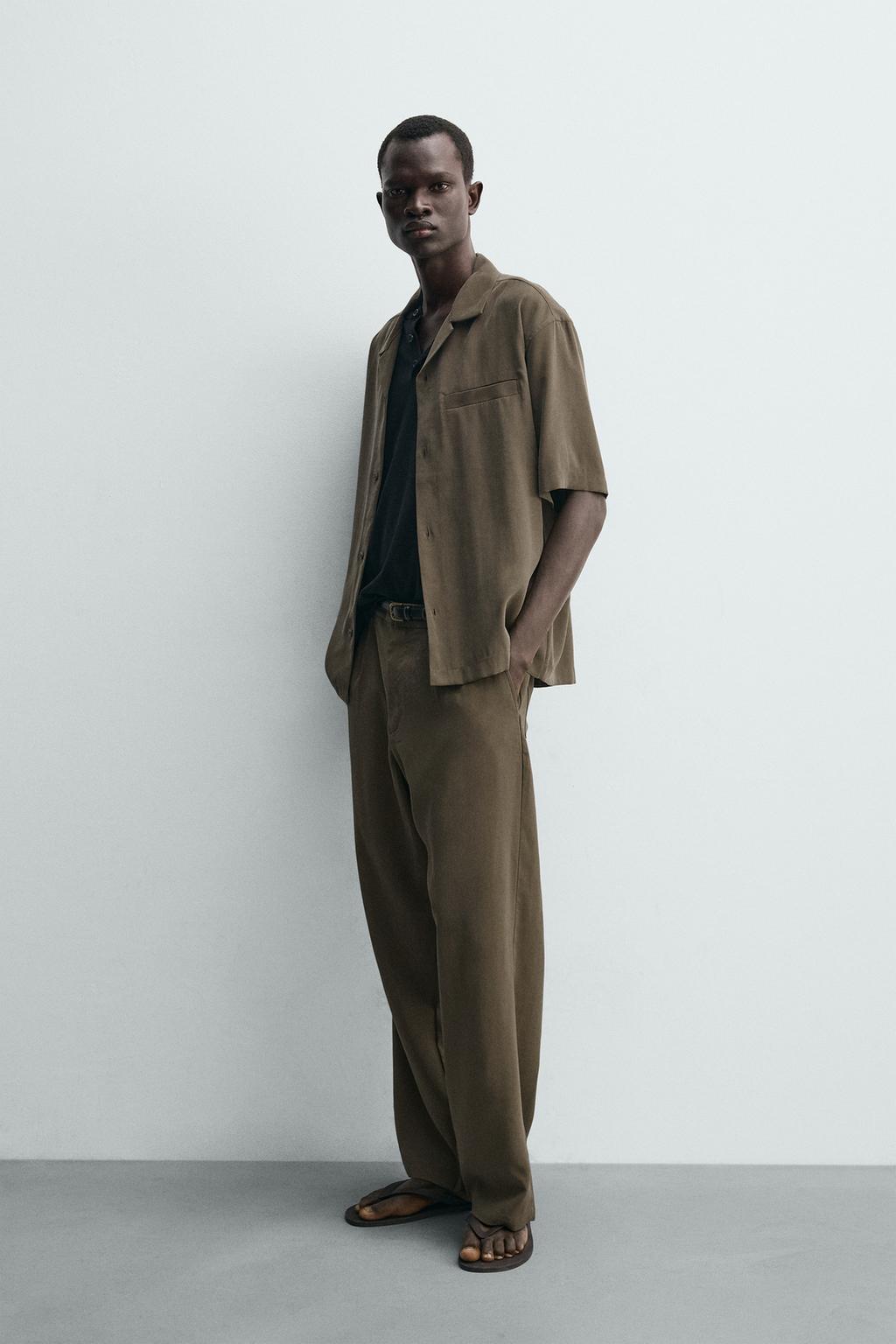 РУБАШКА RELAXED FIT ИЗ СТРУЯЩЕЙСЯ ТКАНИ