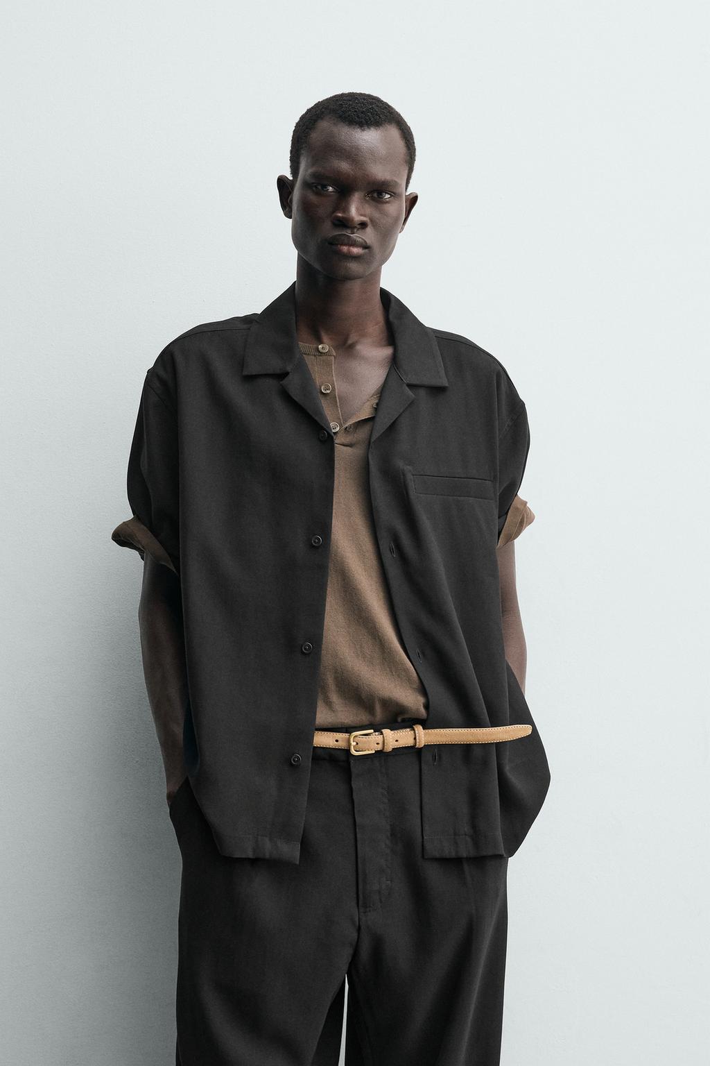 РУБАШКА RELAXED FIT ИЗ СТРУЯЩЕЙСЯ ТКАНИ