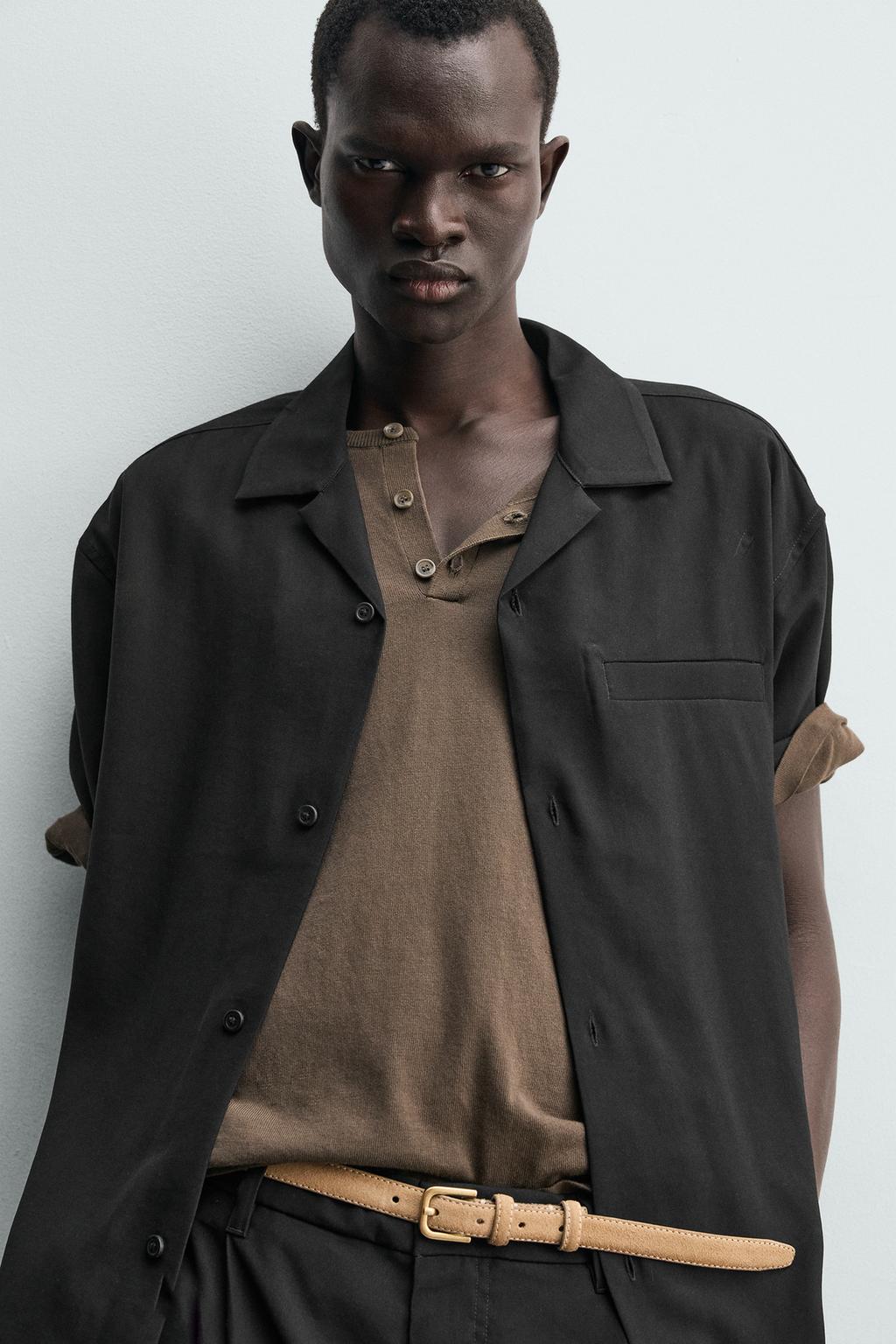 РУБАШКА RELAXED FIT ИЗ СТРУЯЩЕЙСЯ ТКАНИ