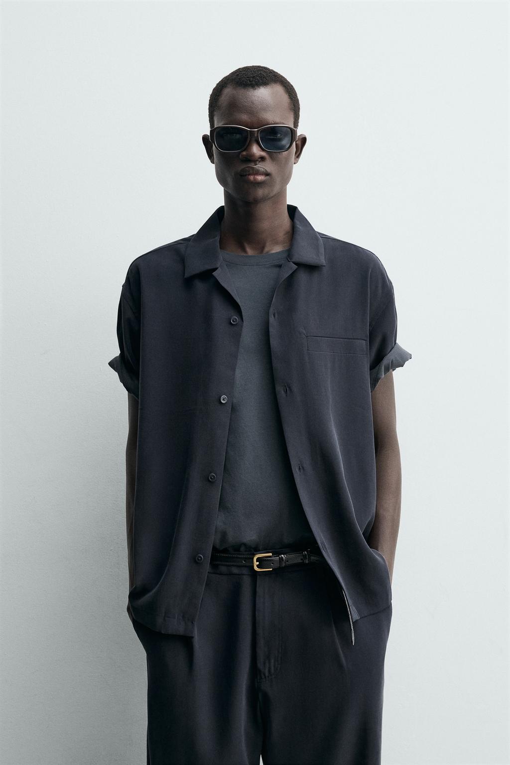 РУБАШКА RELAXED FIT ИЗ СТРУЯЩЕЙСЯ ТКАНИ