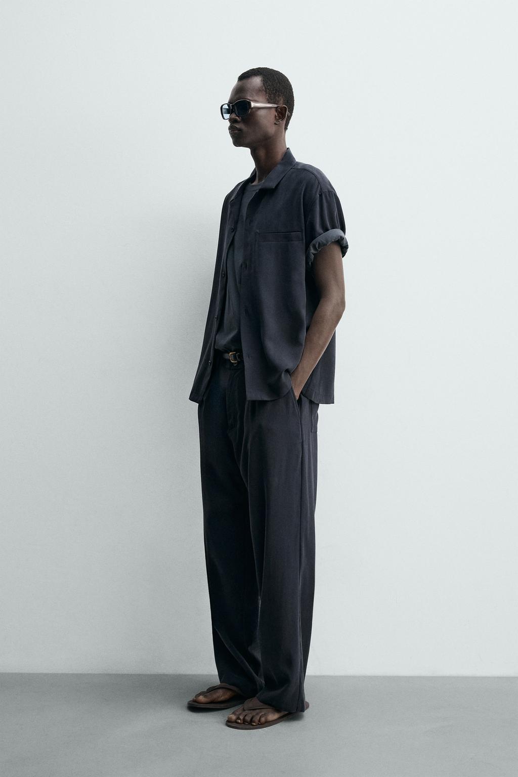 РУБАШКА RELAXED FIT ИЗ СТРУЯЩЕЙСЯ ТКАНИ