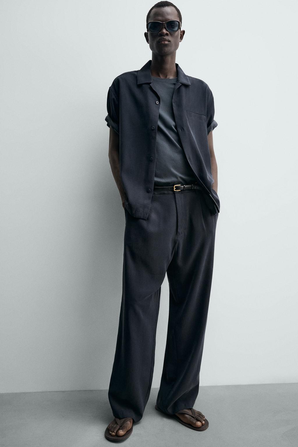 РУБАШКА RELAXED FIT ИЗ СТРУЯЩЕЙСЯ ТКАНИ