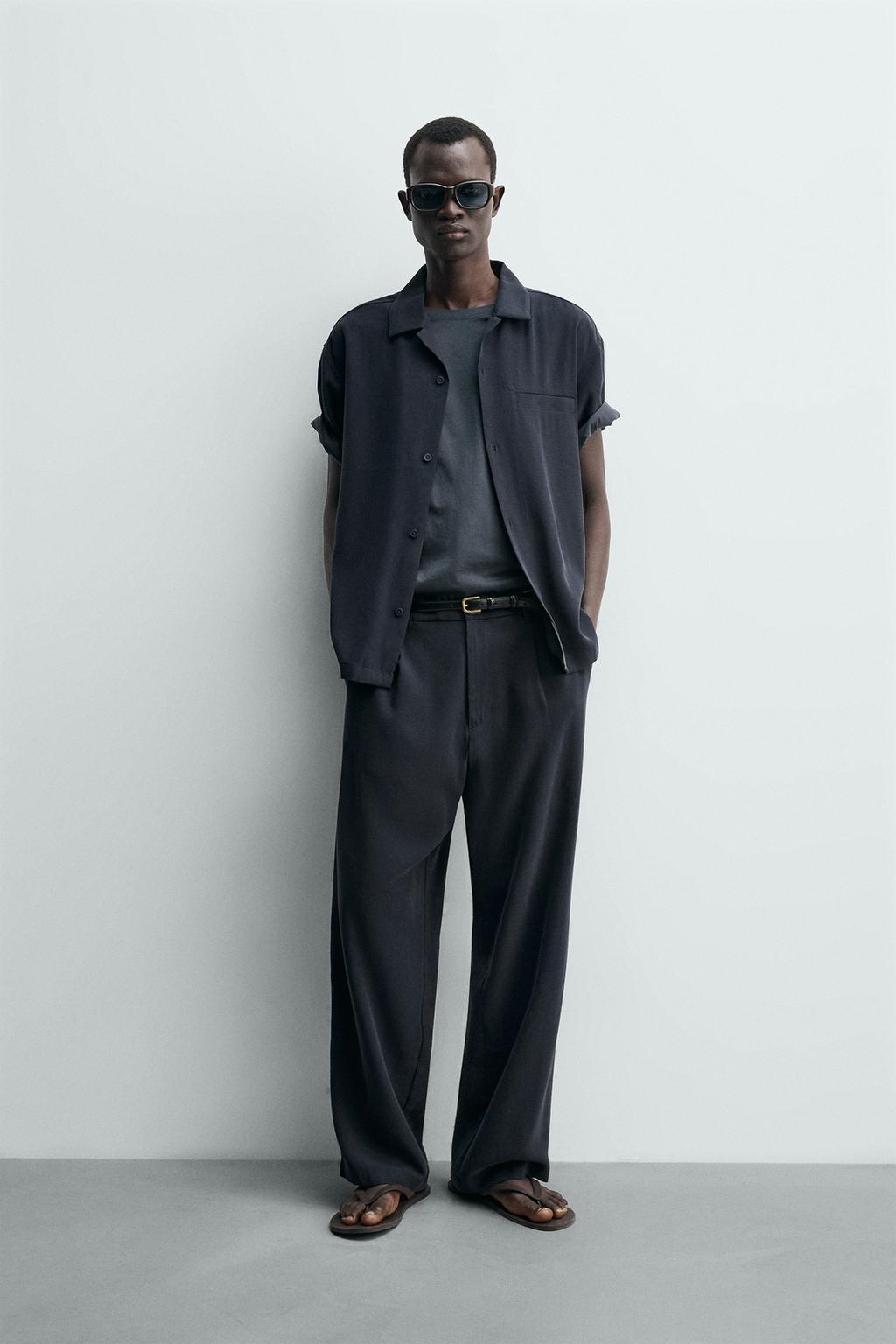 РУБАШКА RELAXED FIT ИЗ СТРУЯЩЕЙСЯ ТКАНИ