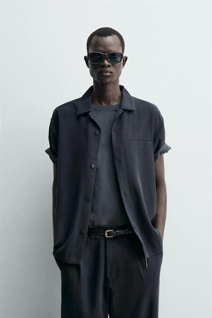 Рубашка Relaxed Fit из струящейся ткани