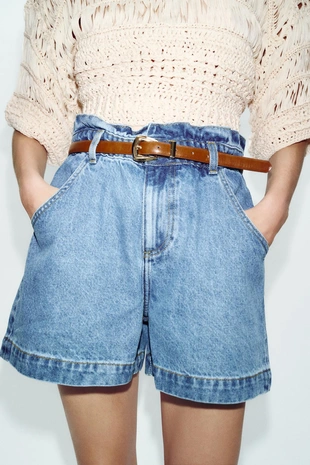 Mid-blue | 8228/037/427 - Zara Бермуды BAGGY с ремнем