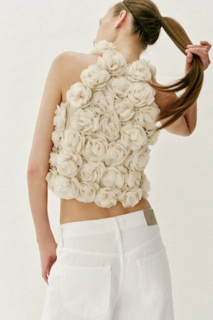 Укороченный топ халтер с цветочным узором- Заказать в России