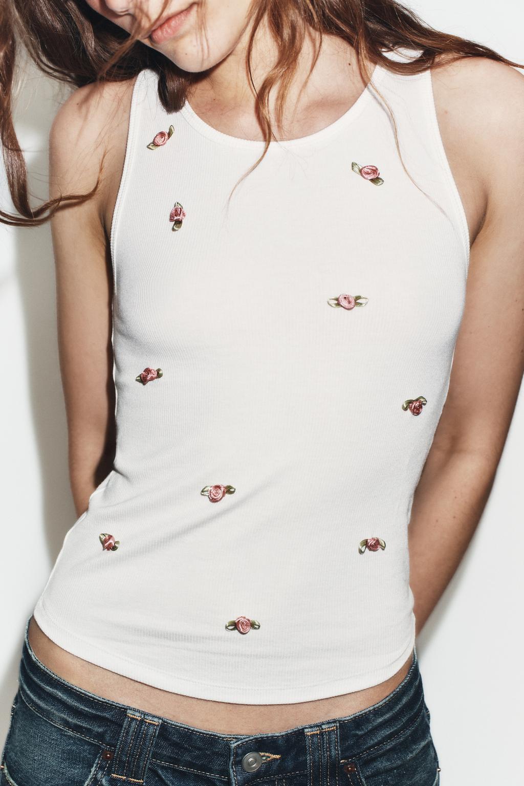 ТОП БЕЗ РУКАВОВ С ЦВЕТОЧНЫМ ПРИНТОМ