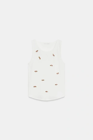 Топ без рукавов с цветочным принтом- Заказать в России