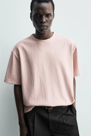 Футболка Relaxed Fit из рельефной ткани- Заказать в России