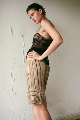 Шорты с бусинами и пайетками- Заказать в России