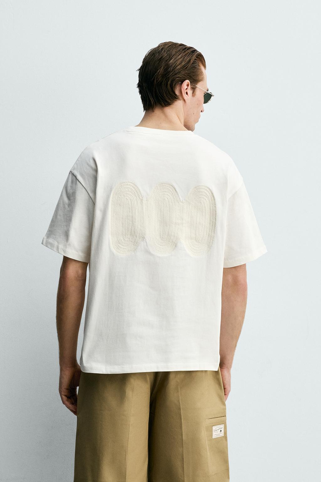 ФУТБОЛКА С ВЫШИВКОЙ И ТЕКСТОВЫМ ПРИНТОМ