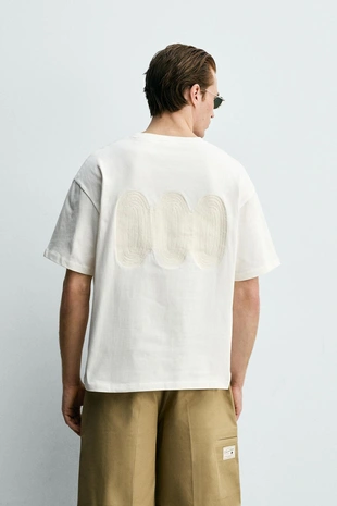 Футболка с вышивкой и текстовым принтом- Заказать в России