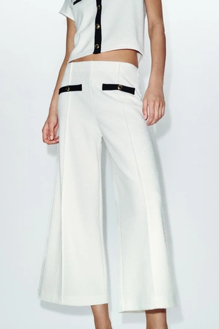 Брюки-кюлоты из рельефной ткани- Заказать в России