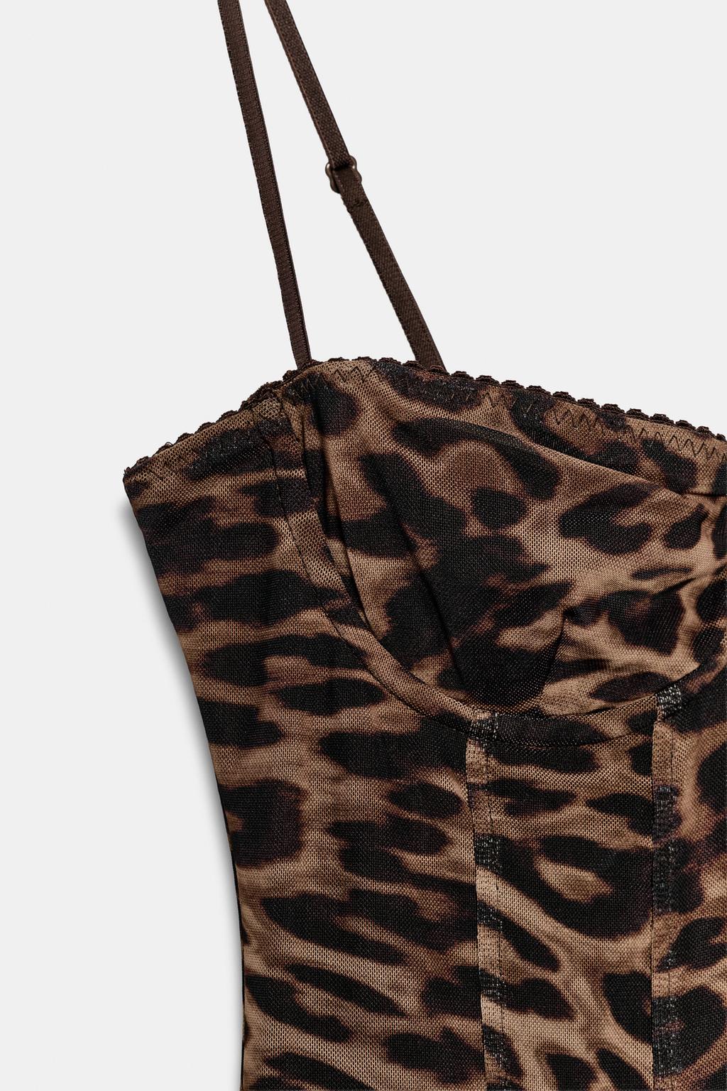 ПЛАТЬЕ-КОРСЕТ ИЗ ПОЛУПРОЗРАЧНОЙ ТКАНИ С АНИМАЛИСТИЧЕСКИМ ПРИНТОМ