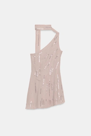 Короткое платье с платком и пайетками- Заказать в России