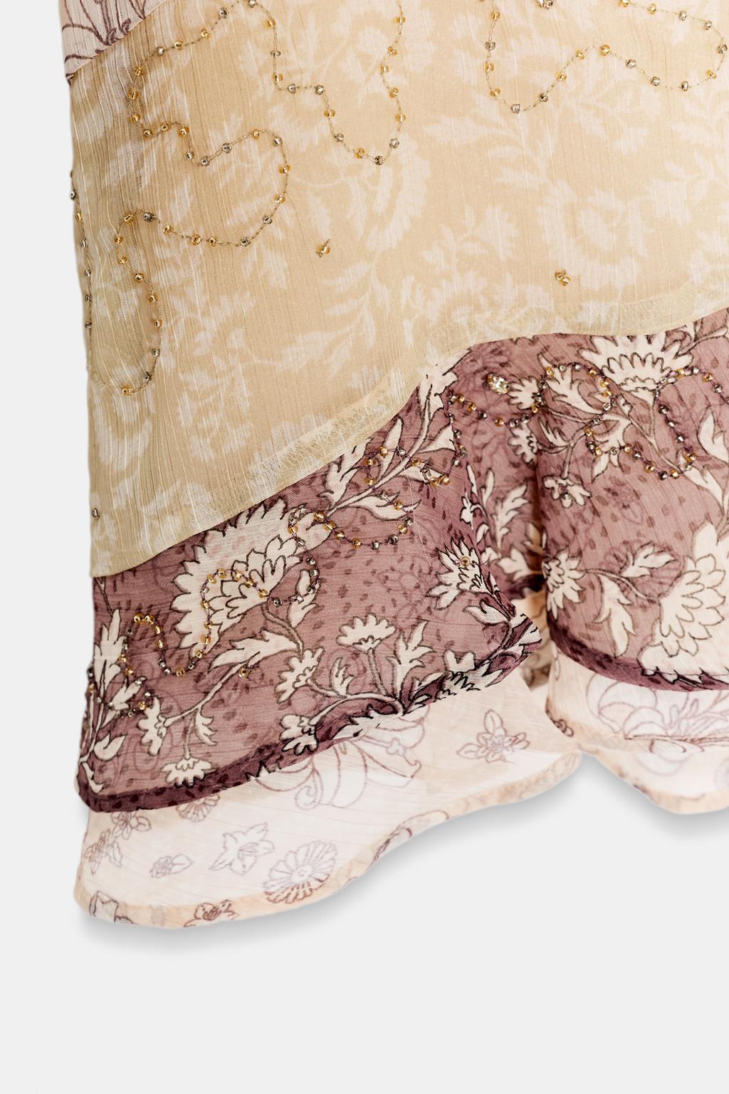 ПЛАТЬЕ ХАЛТЕР С ПРИНТОМ И БУСИНАМИ