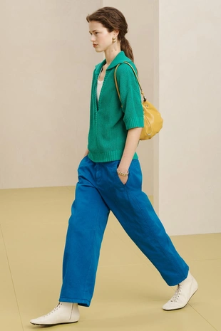 Поло свободного кроя из смесовой пряжи с льном- Заказать в России