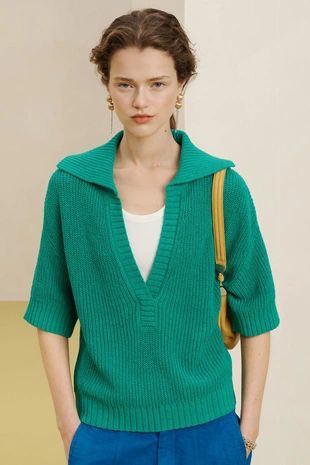 Поло свободного кроя из смесовой пряжи с льном- Заказать в России