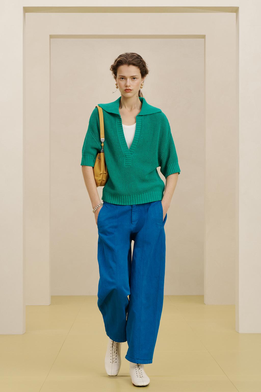 Поло свободного кроя из смесовой пряжи с льном