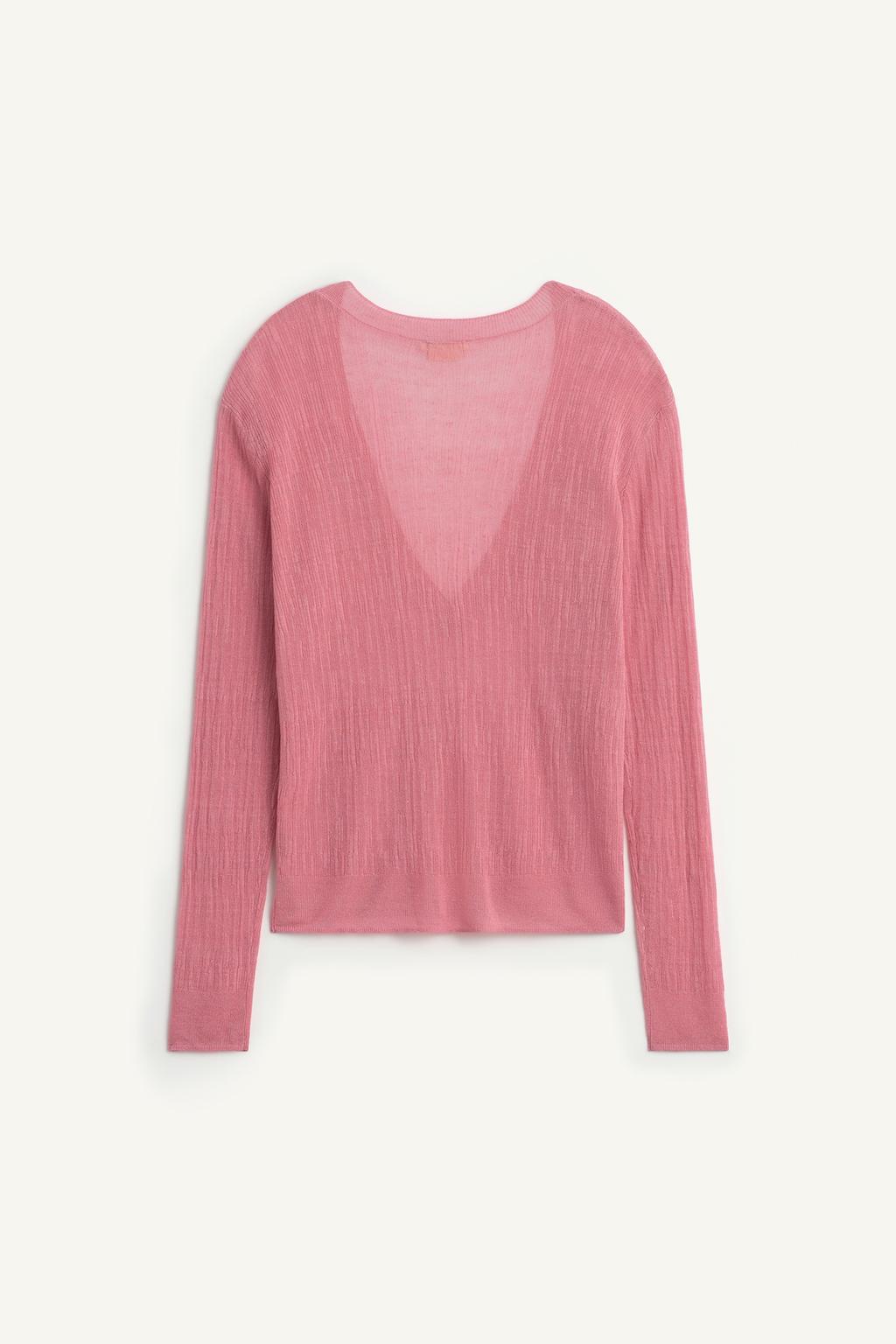 Вязаный льняной джемпер с v-образным вырезом