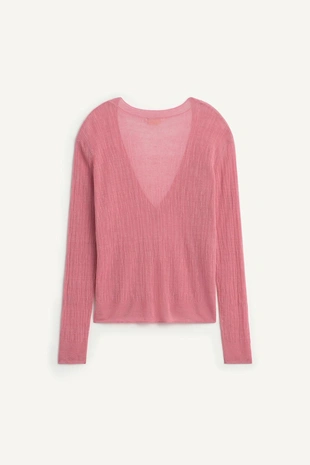 Вязаный льняной джемпер с v-образным вырезом- Заказать в России