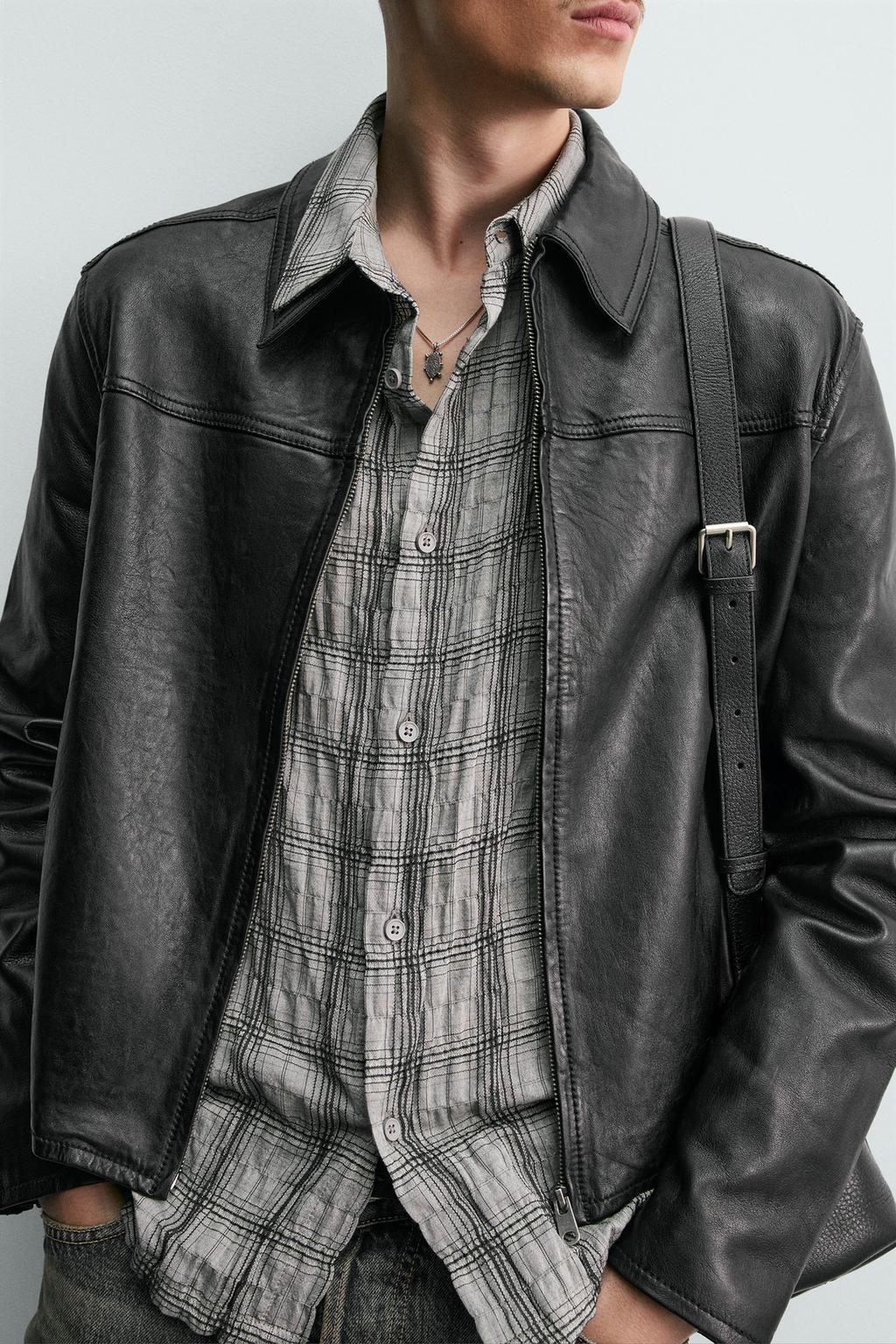 УКОРОЧЕННАЯ КОЖАНАЯ КУРТКА