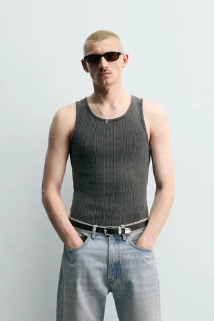 Майка в рубчик из трикотажа