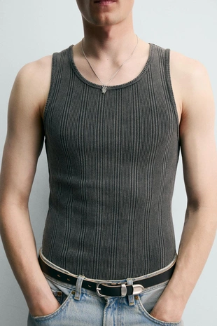 Майка в рубчик из трикотажа- Заказать в России