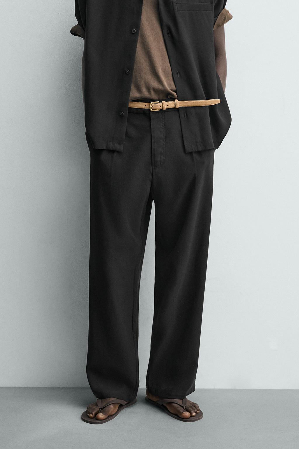 БРЮКИ RELAXED FIT ИЗ СТРУЯЩЕЙСЯ ТКАНИ