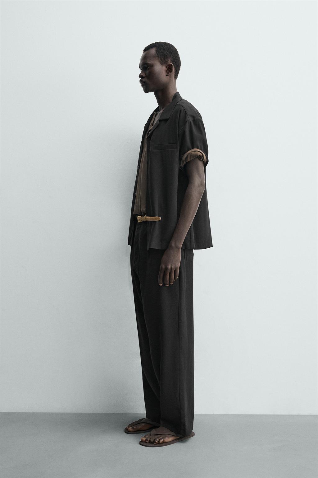 БРЮКИ RELAXED FIT ИЗ СТРУЯЩЕЙСЯ ТКАНИ