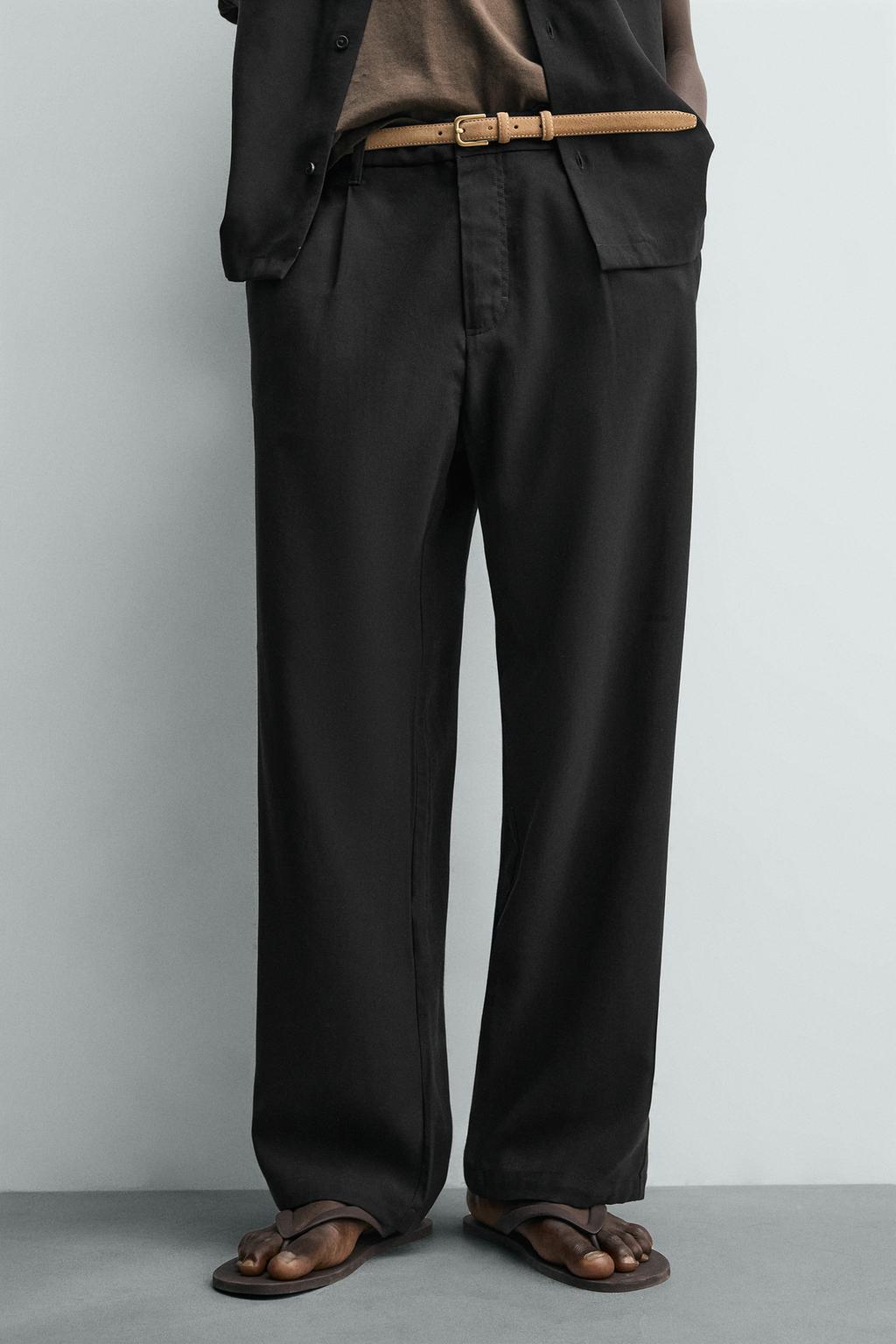 БРЮКИ RELAXED FIT ИЗ СТРУЯЩЕЙСЯ ТКАНИ