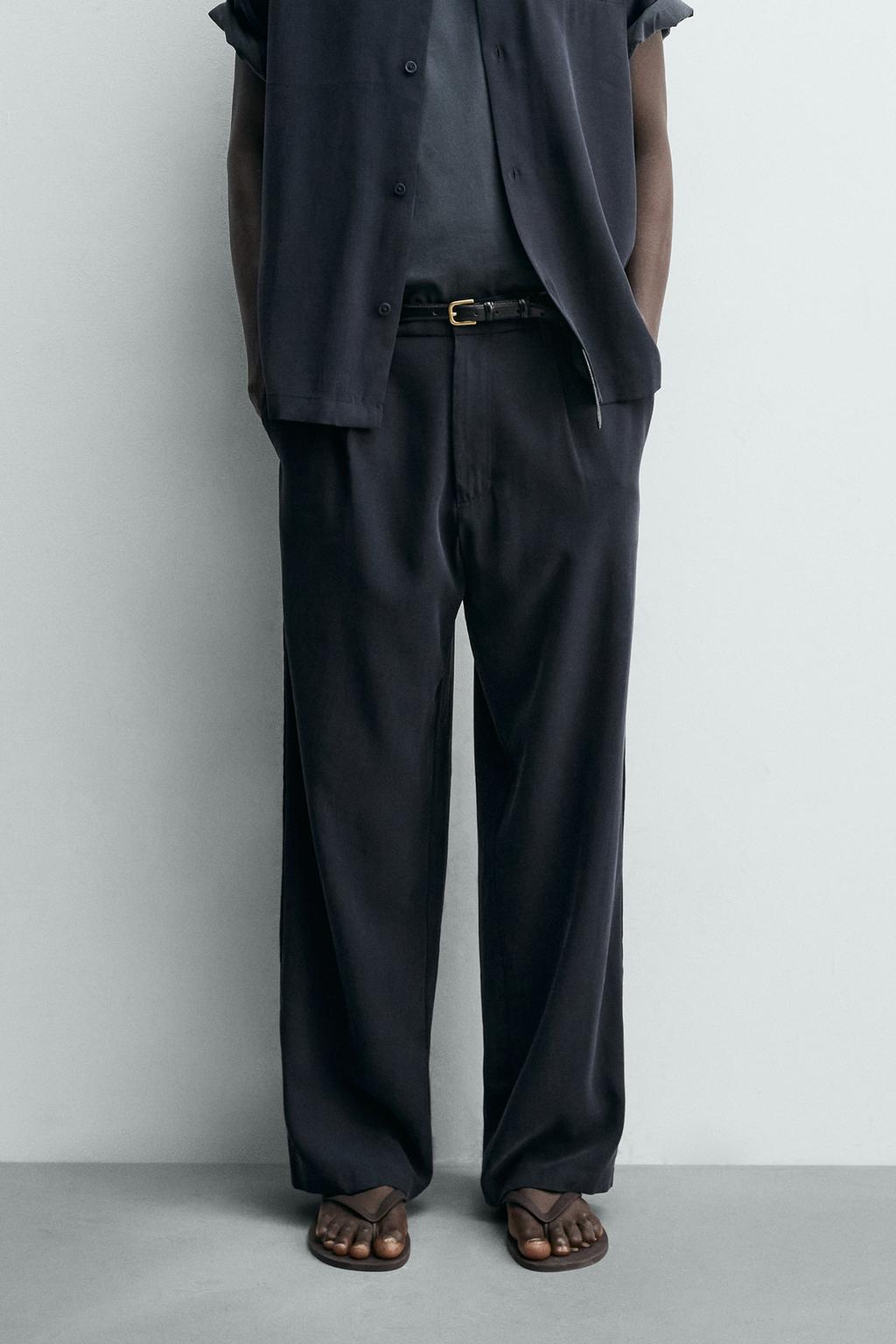 БРЮКИ RELAXED FIT ИЗ СТРУЯЩЕЙСЯ ТКАНИ