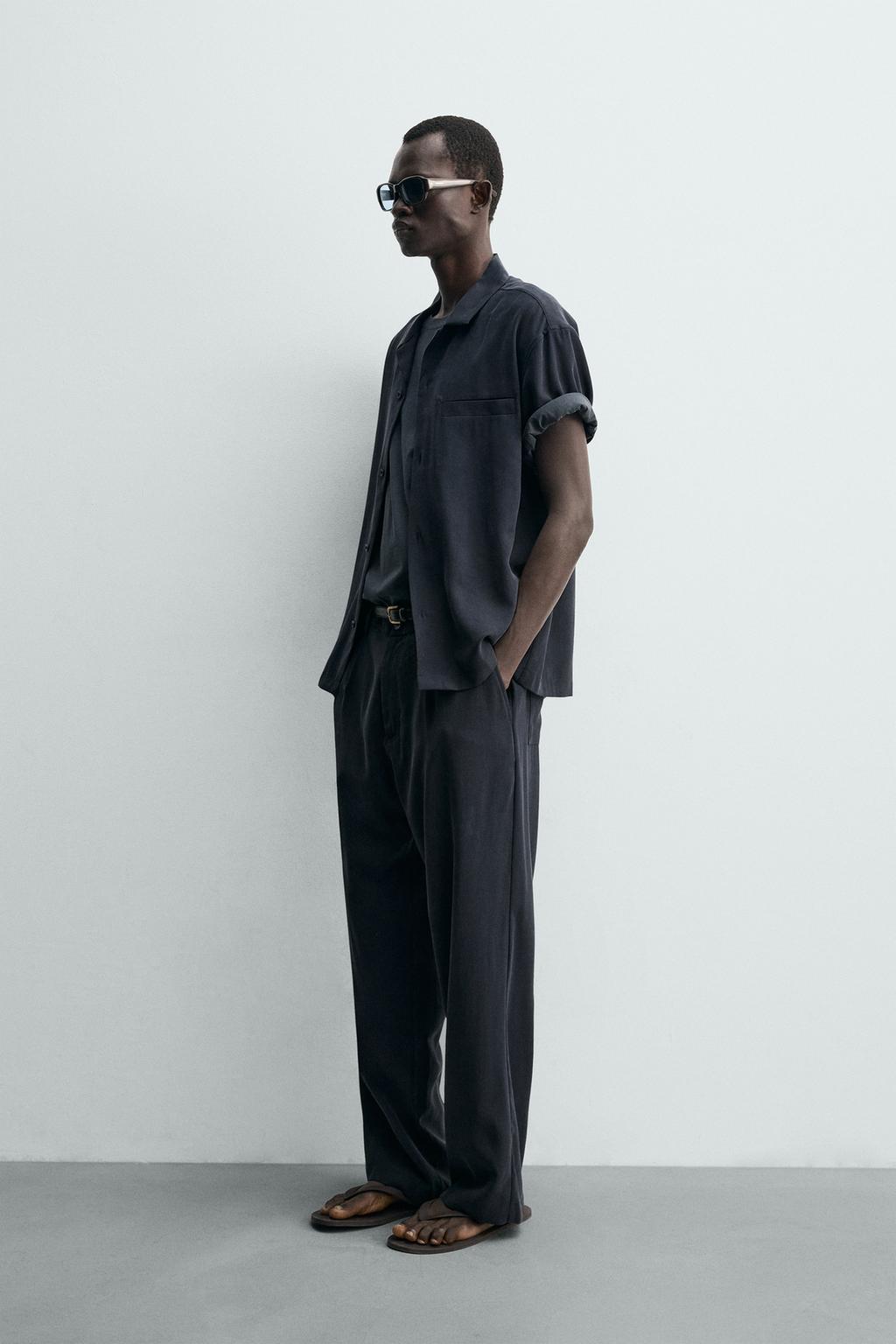 БРЮКИ RELAXED FIT ИЗ СТРУЯЩЕЙСЯ ТКАНИ