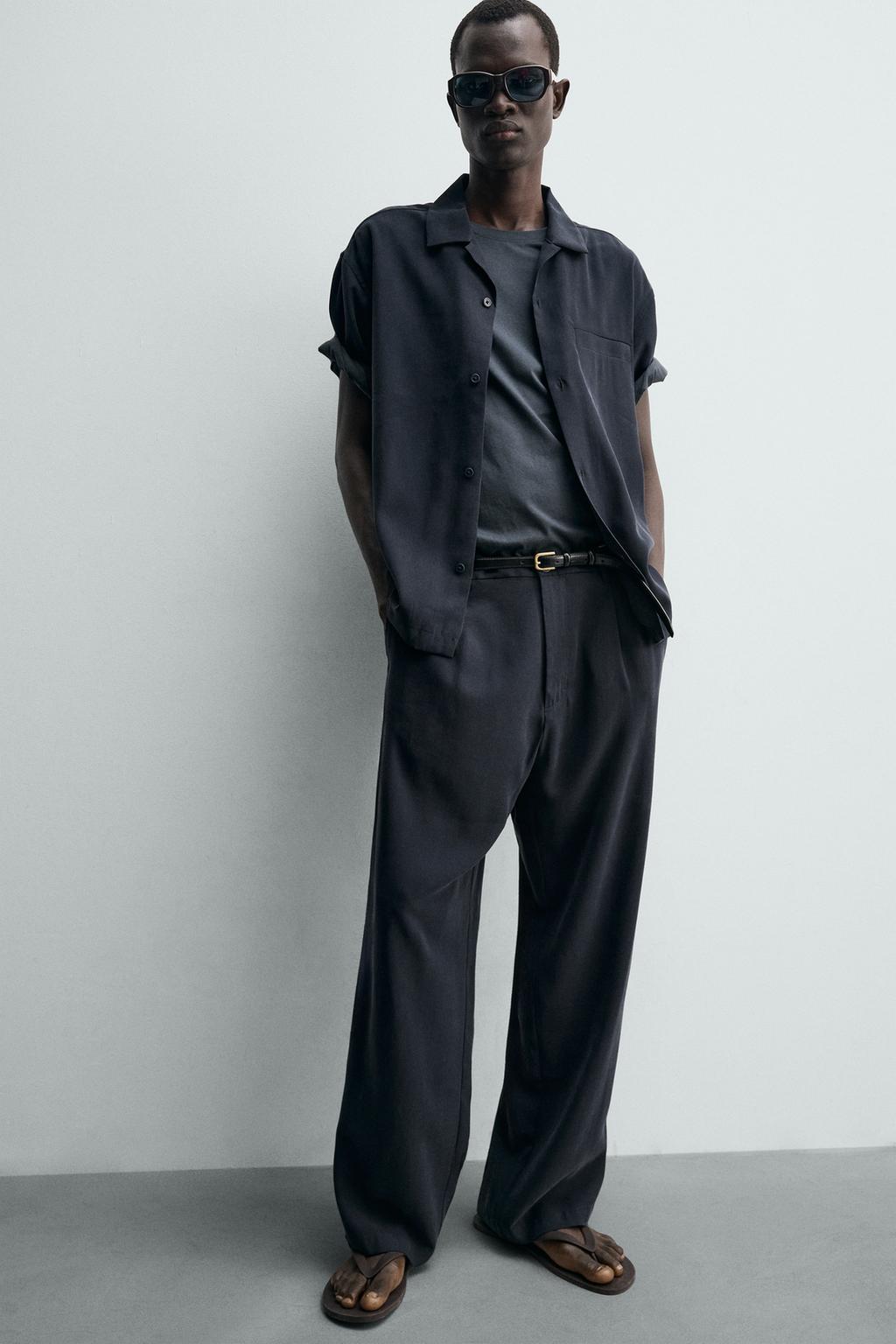 БРЮКИ RELAXED FIT ИЗ СТРУЯЩЕЙСЯ ТКАНИ