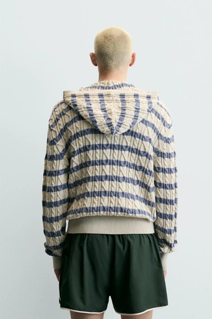 Кардиган с косами и капюшоном- Заказать в России