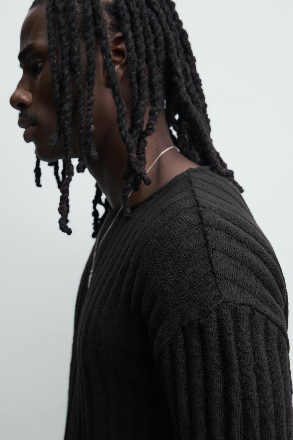 ДЖЕМПЕР В РУБЧИК С ЭФФЕКТОМ ПОТЕРТОСТИ