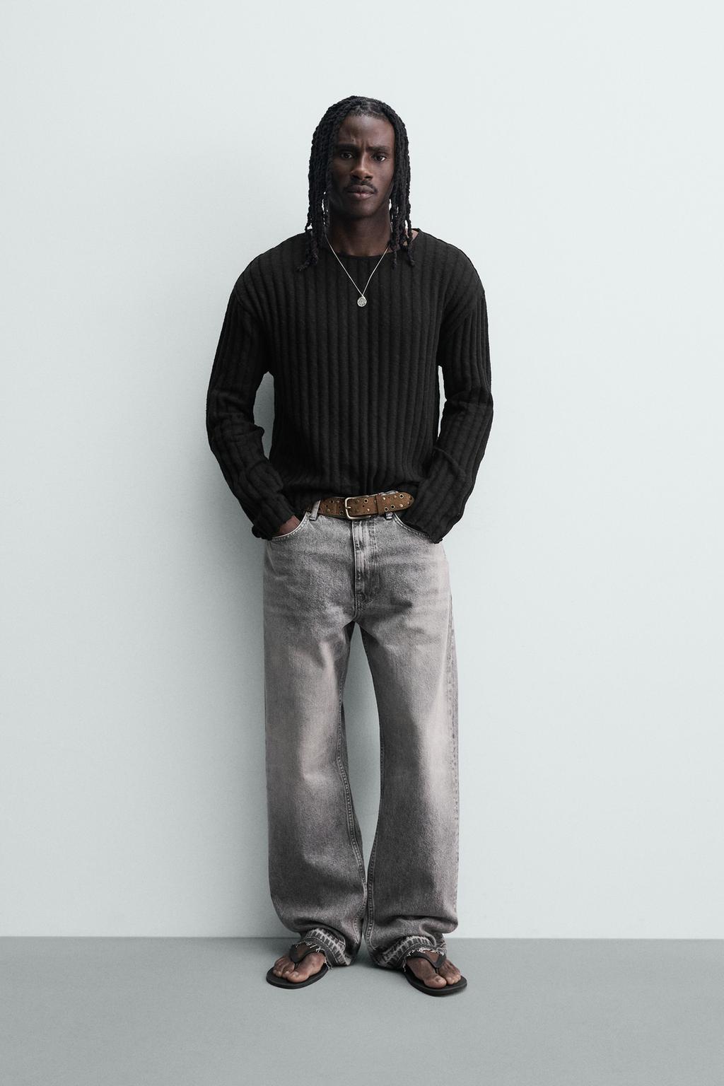 ДЖЕМПЕР В РУБЧИК С ЭФФЕКТОМ ПОТЕРТОСТИ