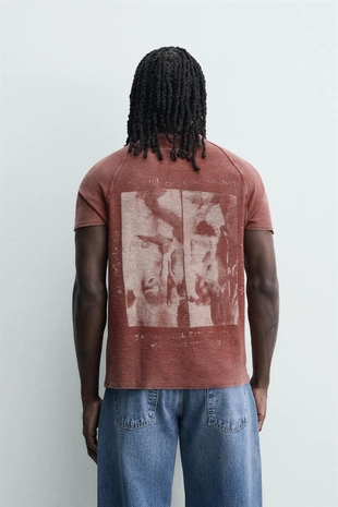 Футболка с потертым принтом- Заказать в России