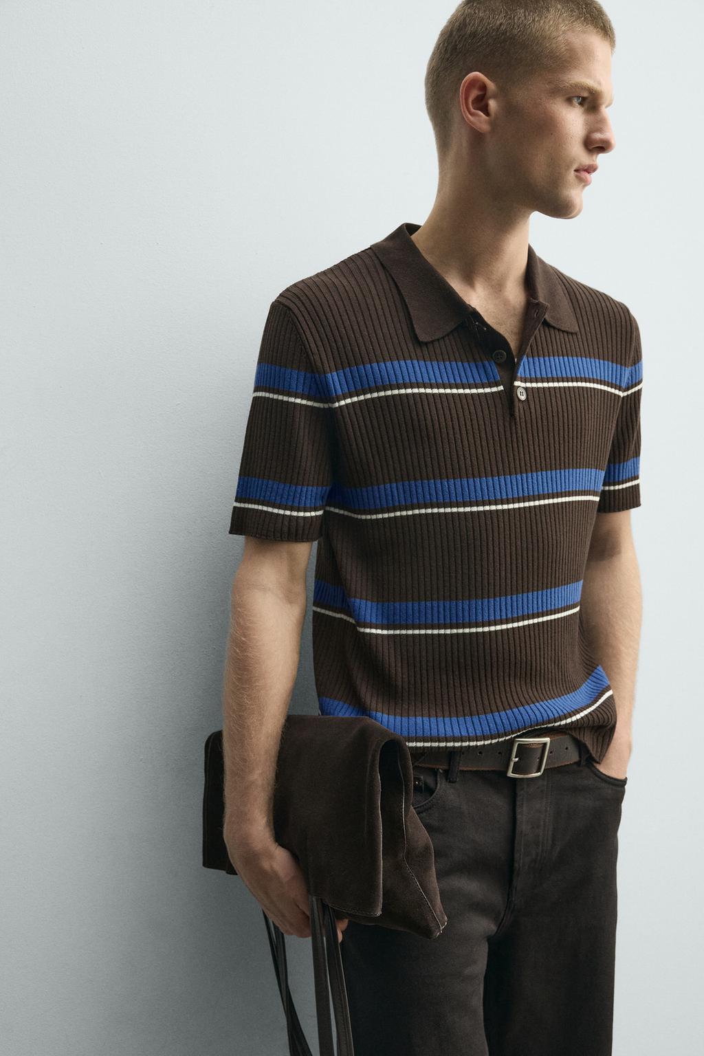 ТРИКОТАЖНОЕ ЖАККАРДОВОЕ ПОЛО В ПОЛОСКУ