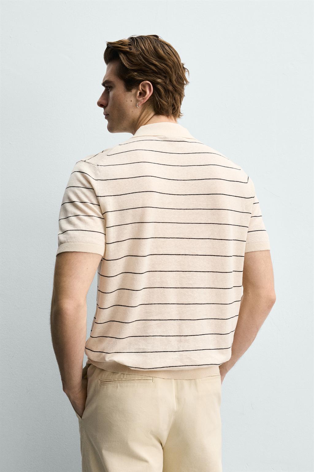 ПОЛО В ПОЛОСКУ ИЗ ЛЬНА И ХЛОПКА