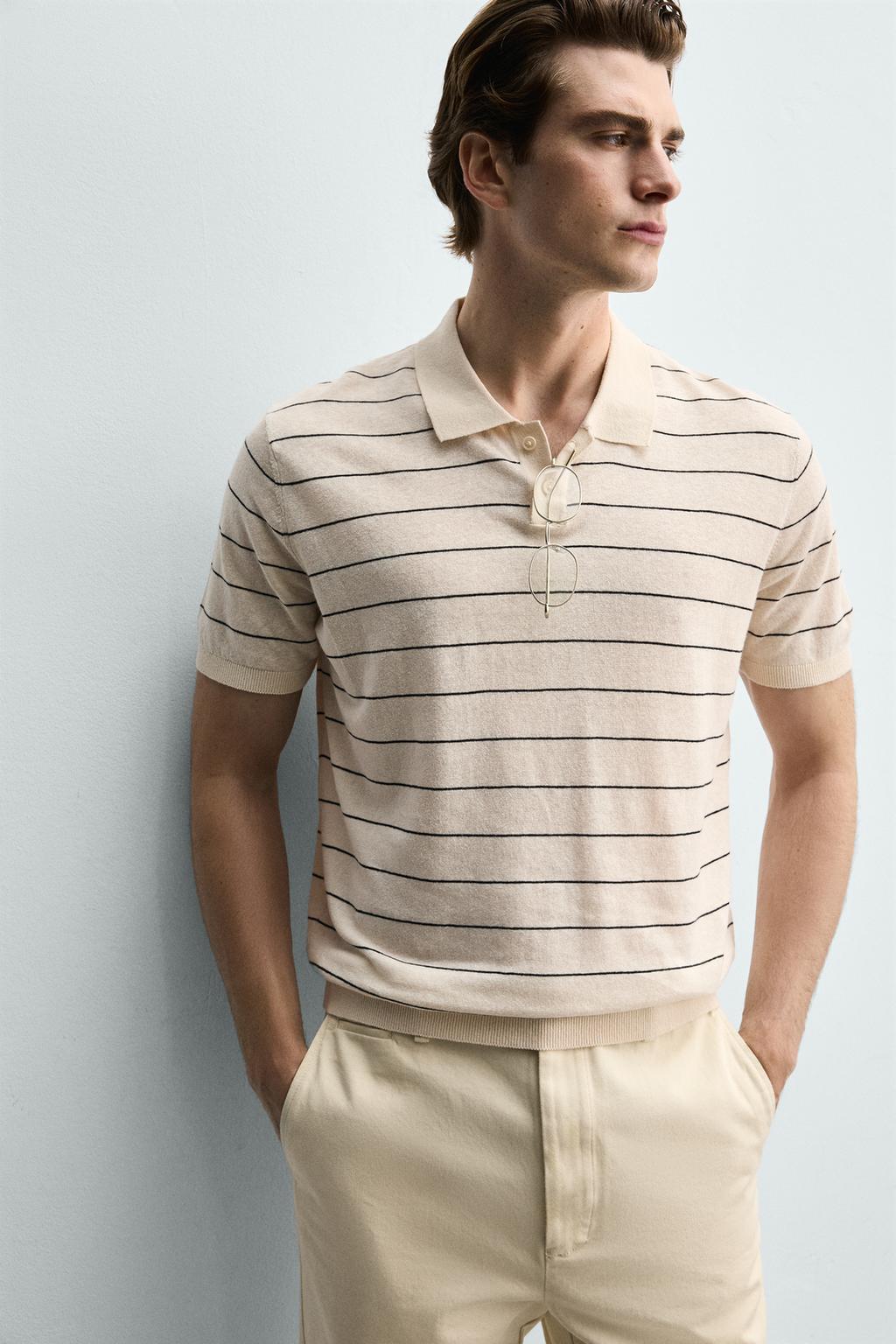 ПОЛО В ПОЛОСКУ ИЗ ЛЬНА И ХЛОПКА