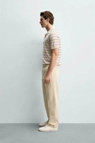 Поло в полоску из льна и хлопка- Заказать в России