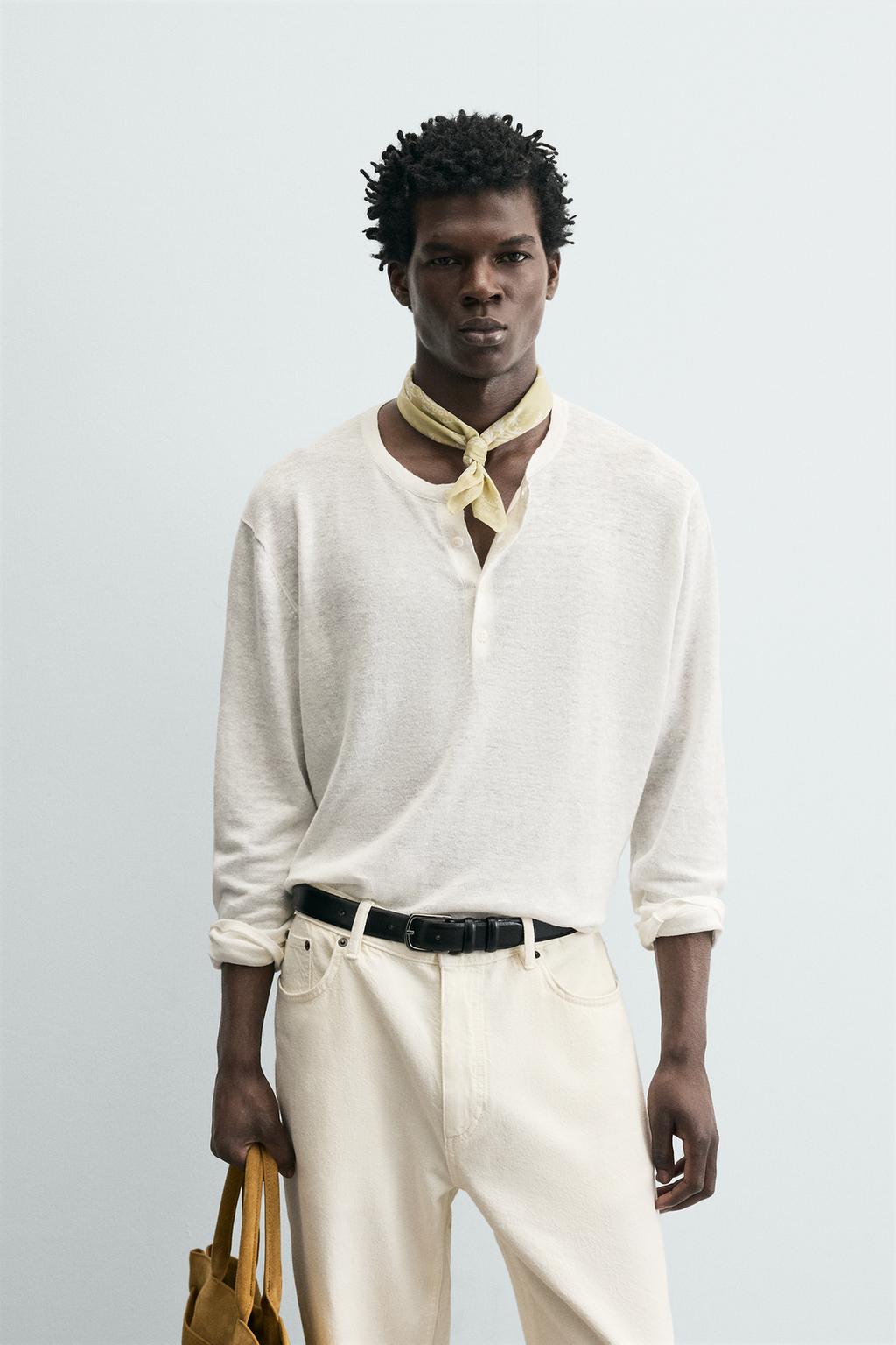 ДЖЕМПЕР ИЗ 100% КОНОПЛИ С ВОРОТНИКОМ НА ПУГОВИЦАХ