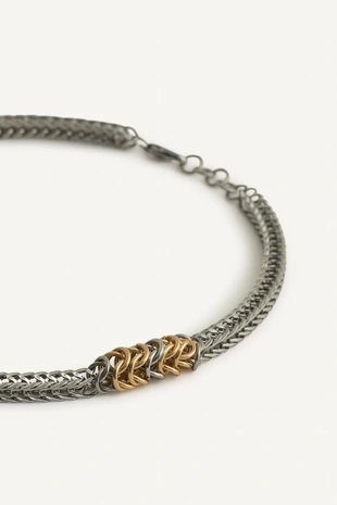 Ожерелье из металла с контрастными металлическими цепями- Заказать в России