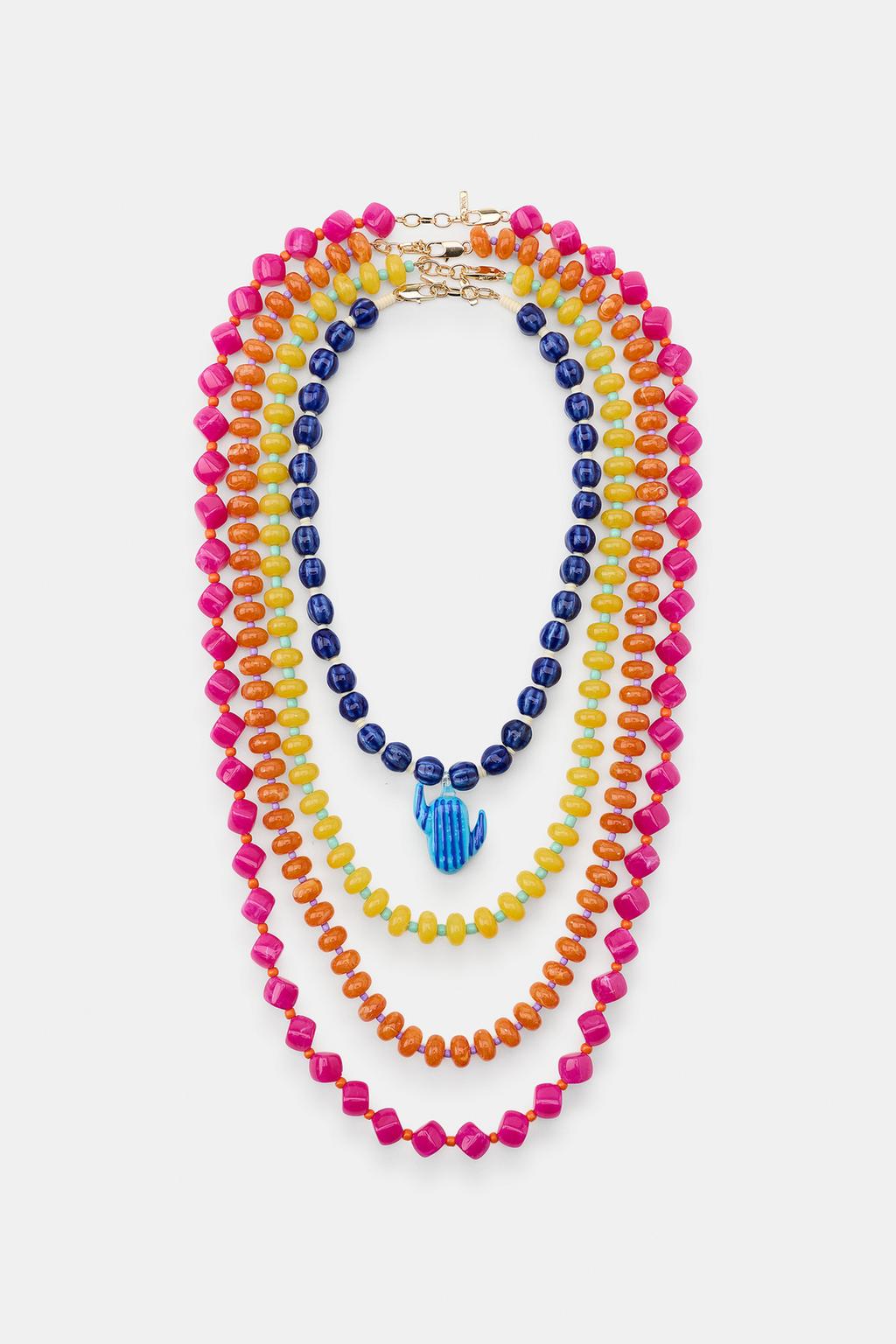 НАБОР ИЗ 4 КОЛЬЕ С БУСИНАМИ И КАКТУСАМИ