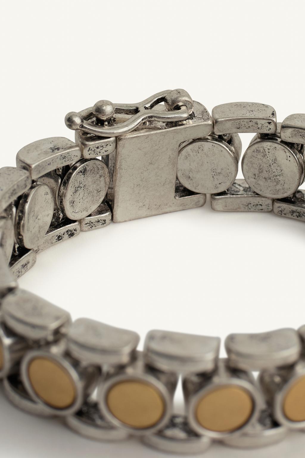 Браслет из металла с звеньями и контрастными овальными аппликациями