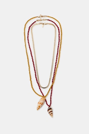 Набор из 3 ожерелий с бусинами и раковинами- Заказать в России