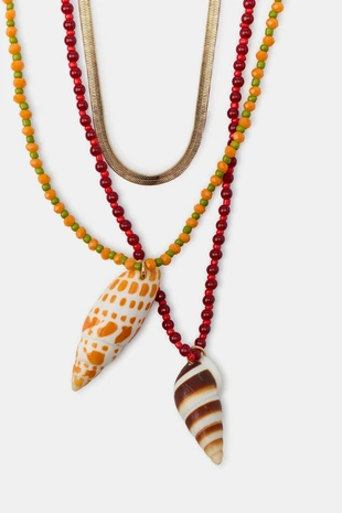 Набор из 3 ожерелий с бусинами и раковинами- Заказать в России