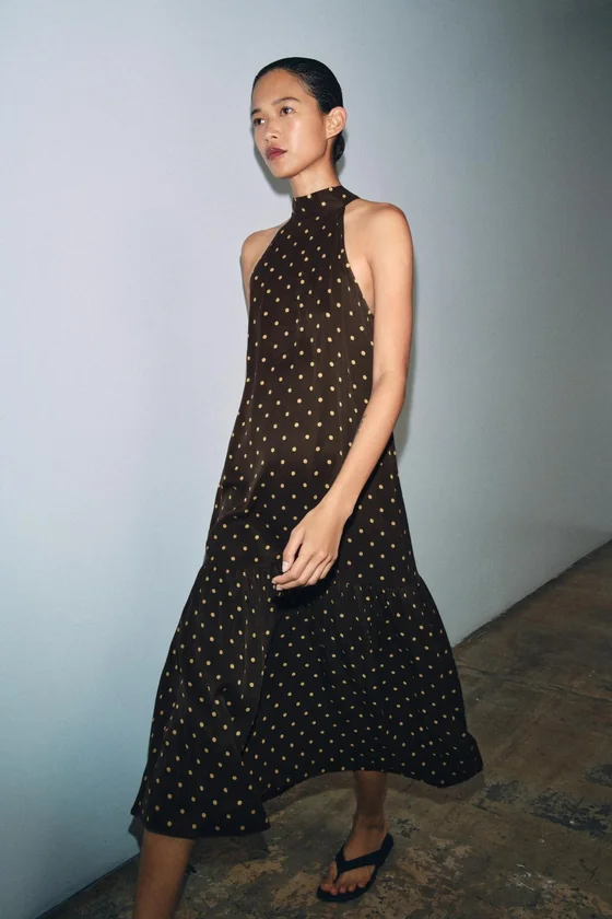 ПЛАТЬЕ ХАЛТЕР В ГОРОШЕК — коллекция Zara «ZW»